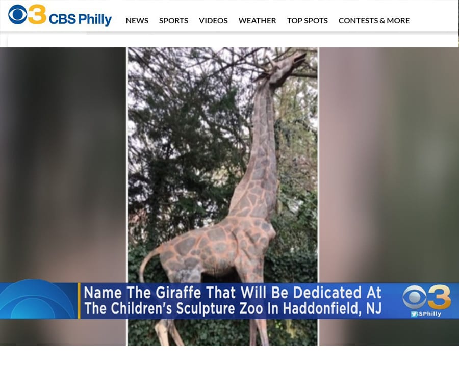 Vote To Name Life-Size Bronze Giraffe That Will Be Dedicated At Children’s Sculpture Zoo