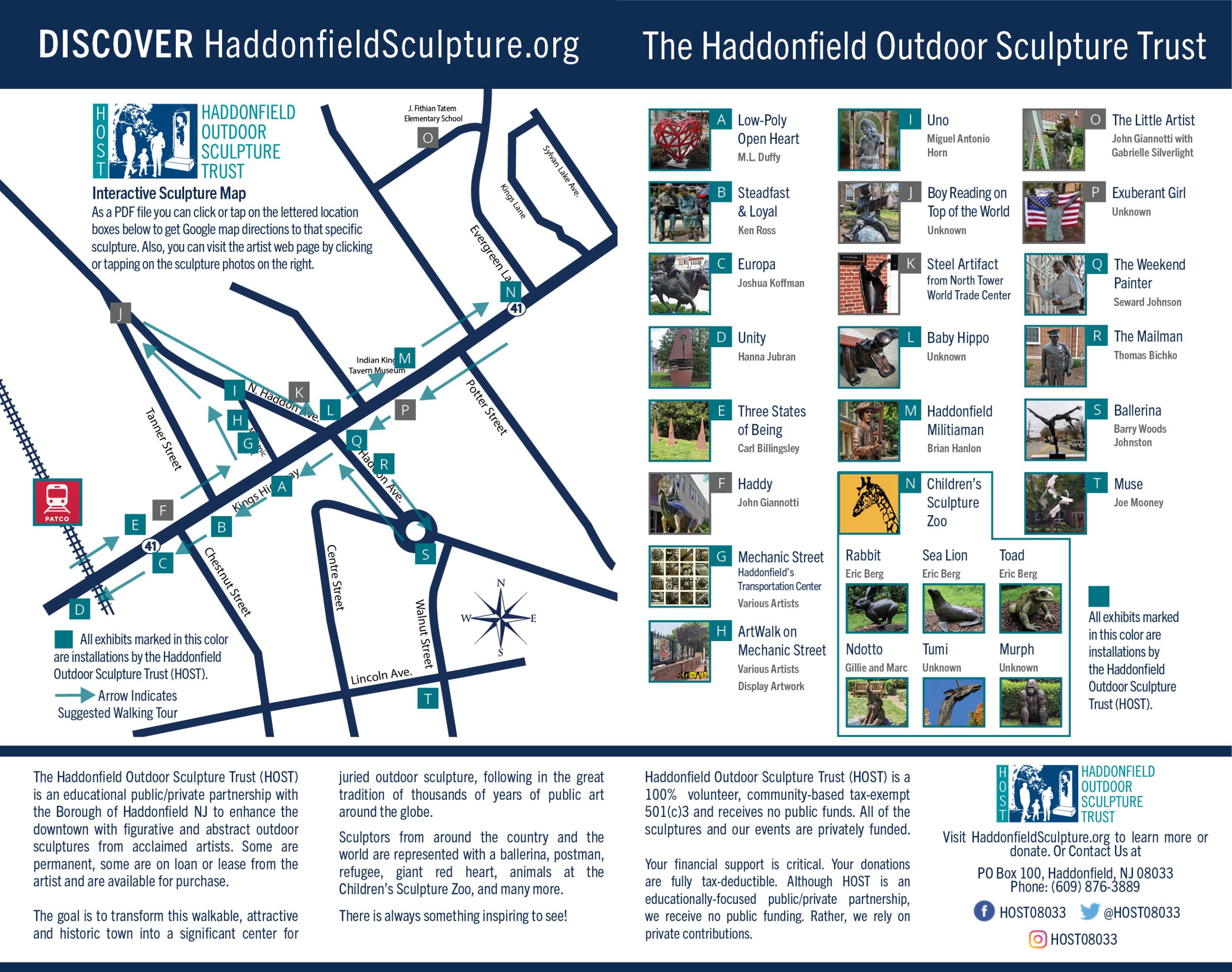 Haddonfield Sculpture Walking Tour Map