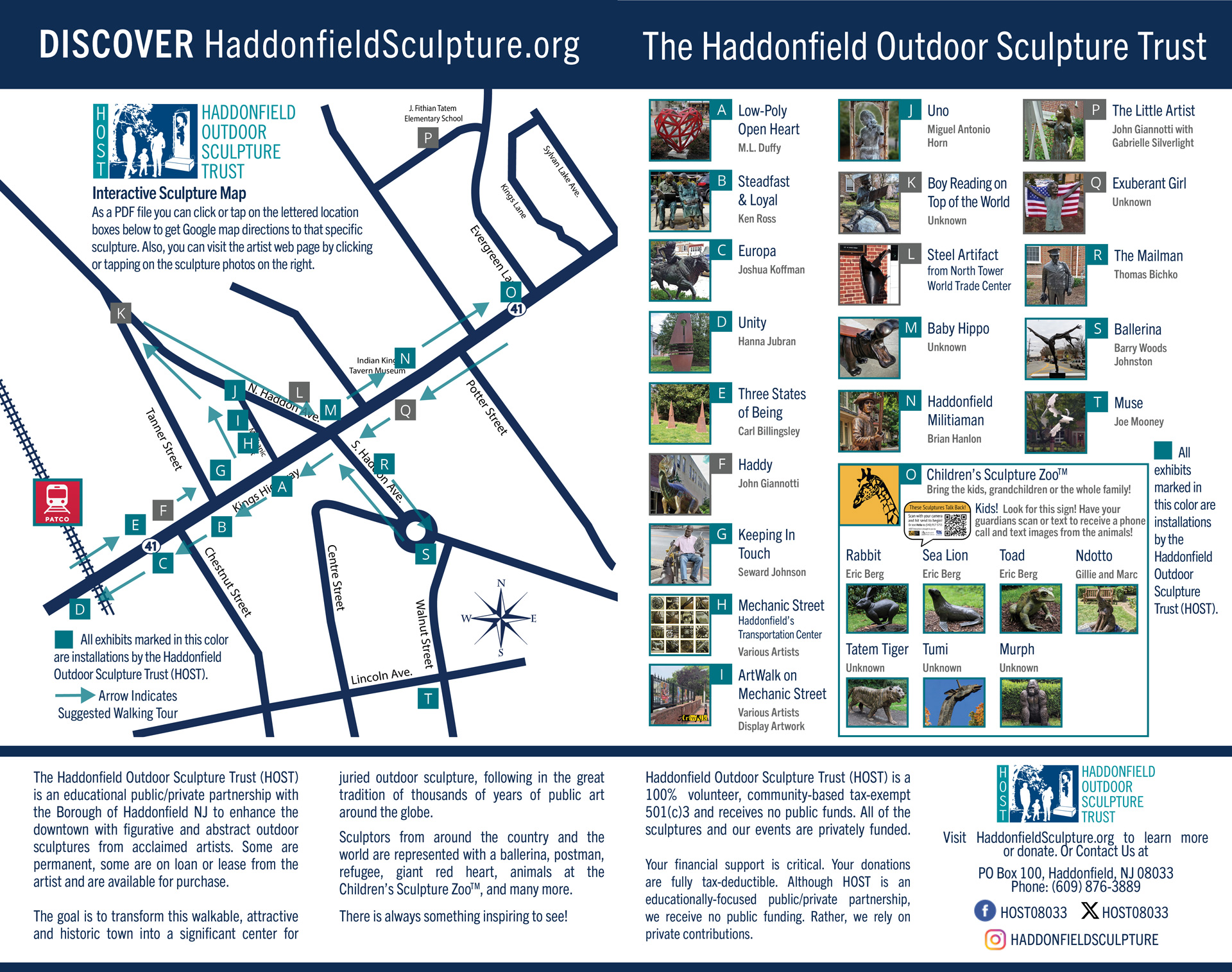 Haddonfield Sculpture Walking Tour Map
