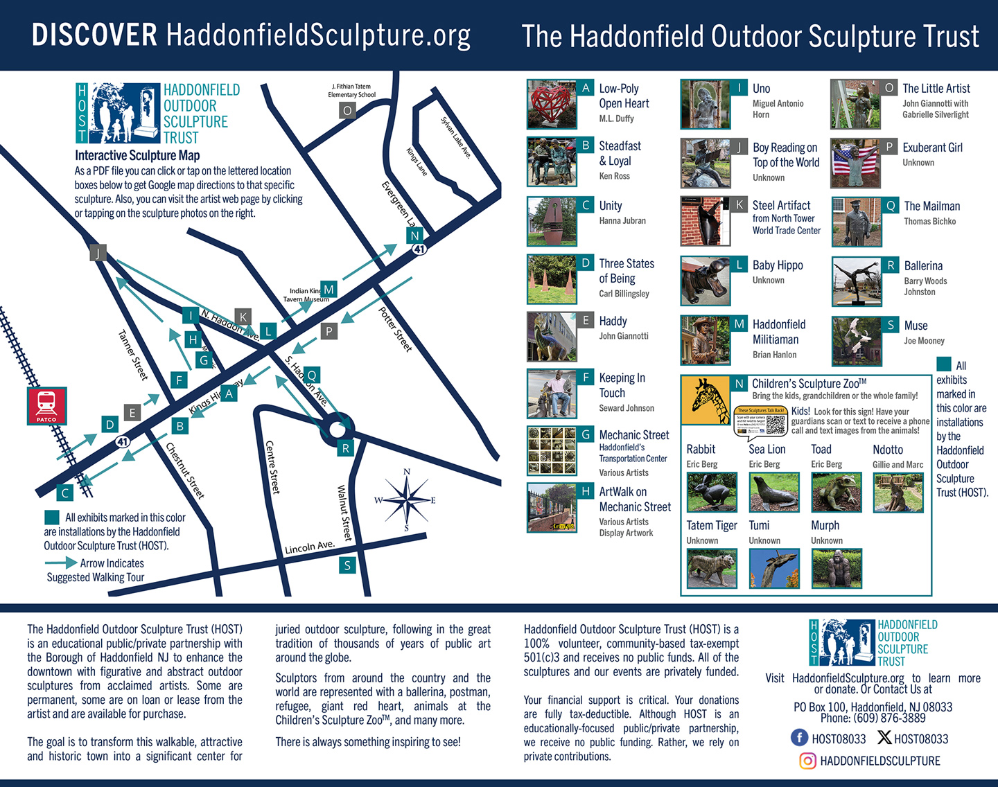 Haddonfield Sculpture Walking Tour Map